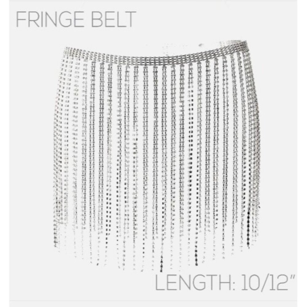 Silver Rhinestone Fringe Belt